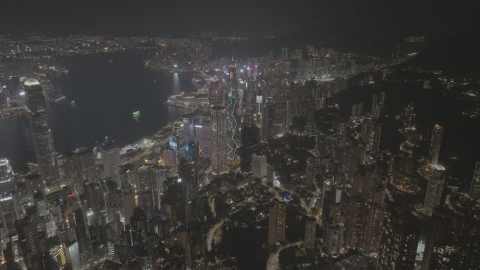 香港城市夜景航拍视频Dlog4K