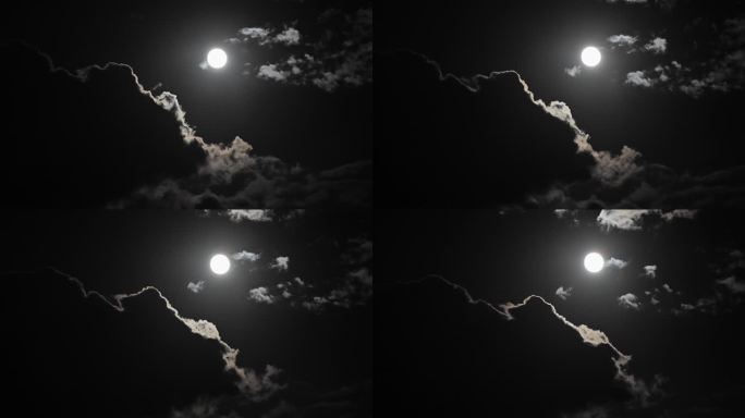月亮从云中穿过的延时视频