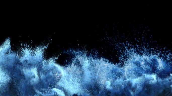 8K蓝色震撼巨大海浪冲击动态