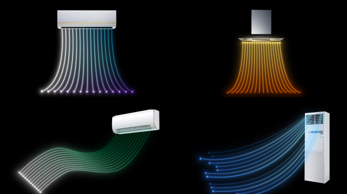 4K时尚科技粒子线条箭头空调出风