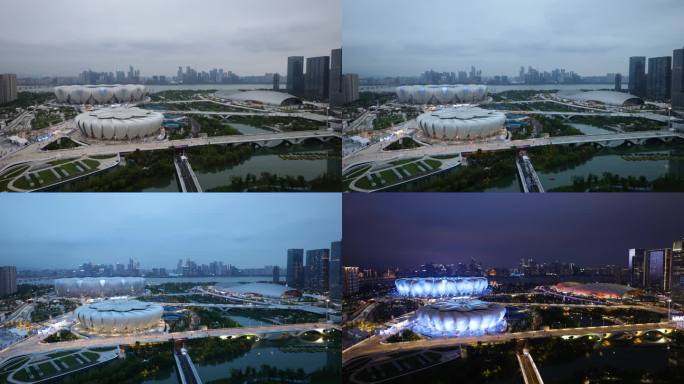 杭州亚运会开幕式当天日转夜延时