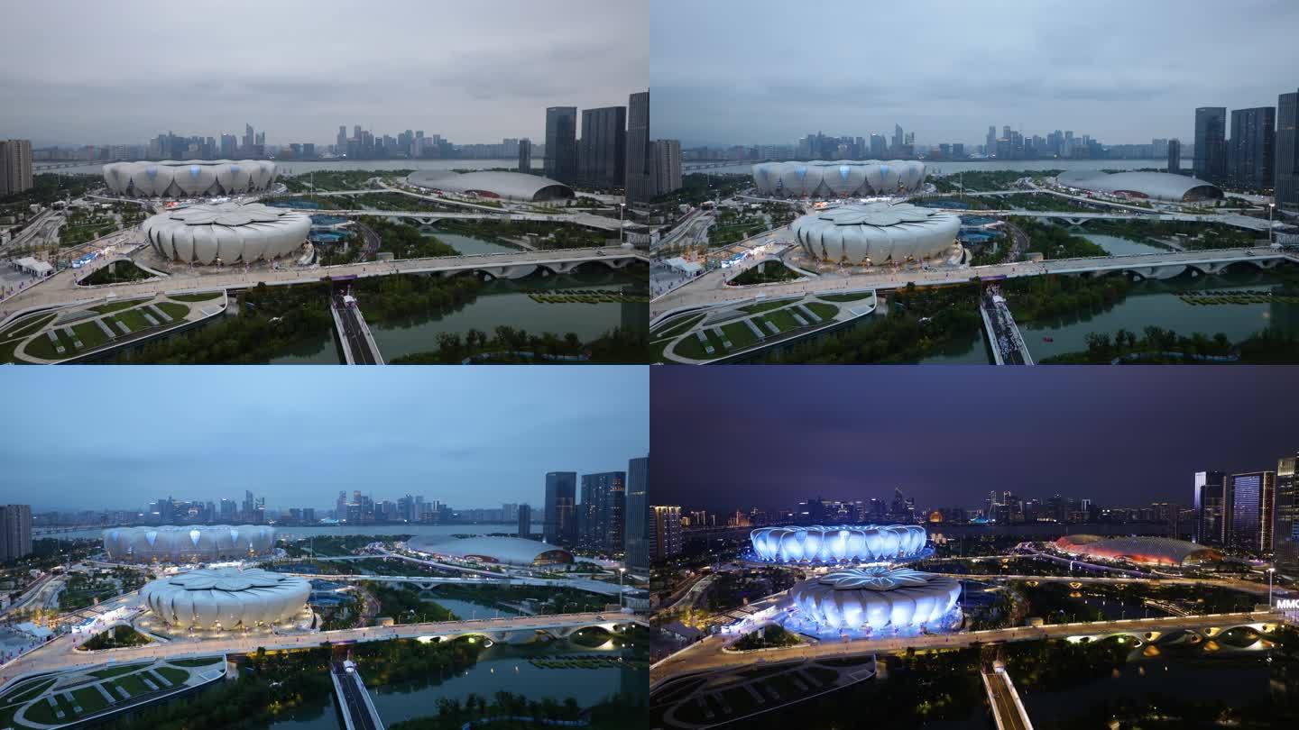杭州亚运会开幕式当天日转夜延时