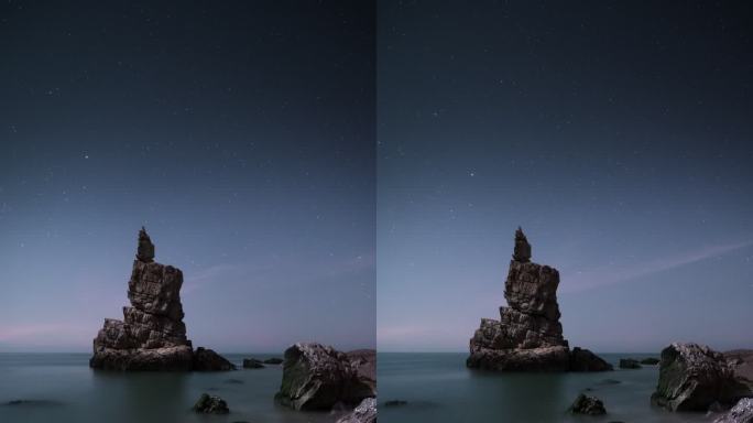 大连旅顺口区西湖咀将军石星空夜景风光延时