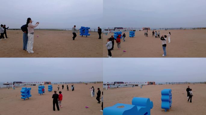 航拍榆林神木红碱淖