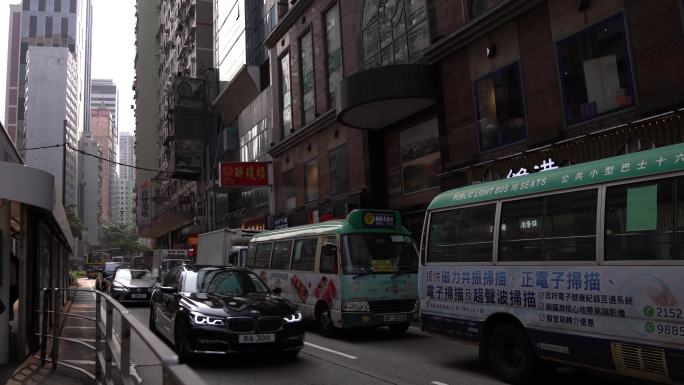 香港街道车辆经过实拍视频4K