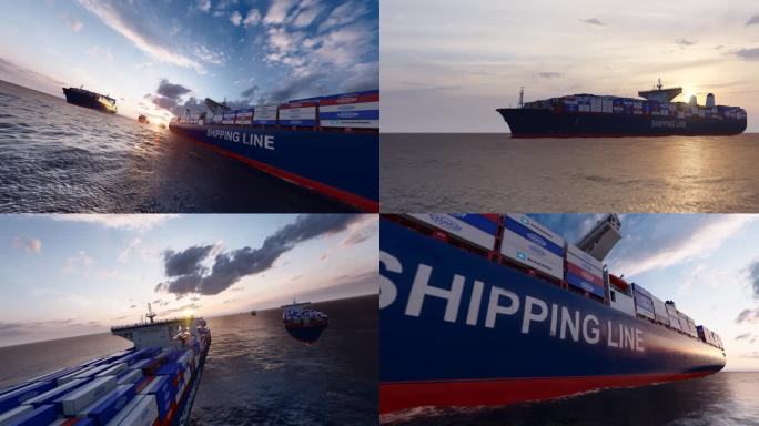 大海海上货轮货船船集装箱运输航行远洋远航