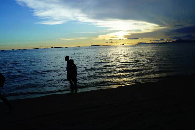 延时 落日 大海 海滩 傍晚 黄昏 晚霞