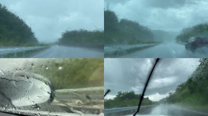 4K暴雨开车雨天开车雨滴下雨天高速上开车