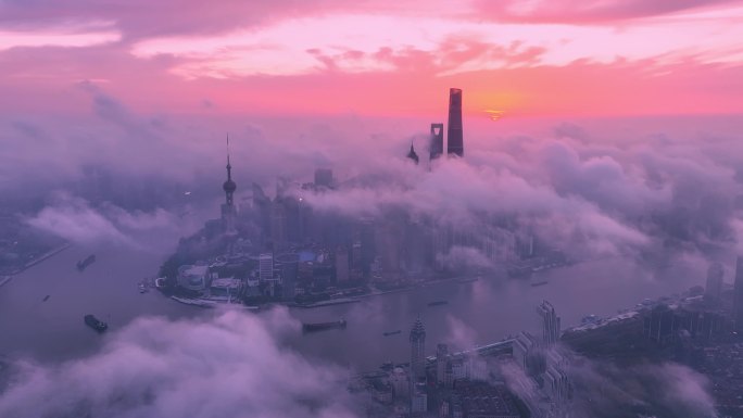 上海日出平流雾