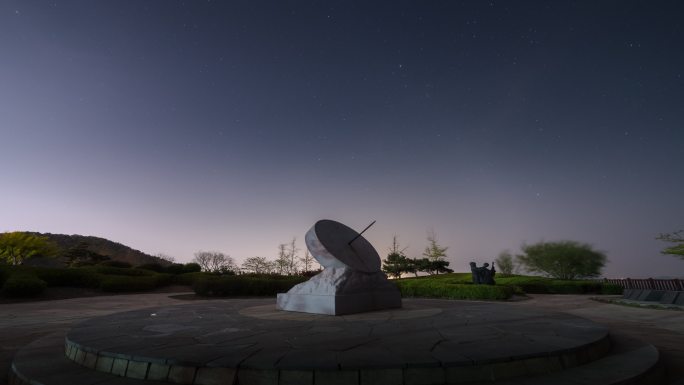 大连旭日广场日晷夜景星空延时