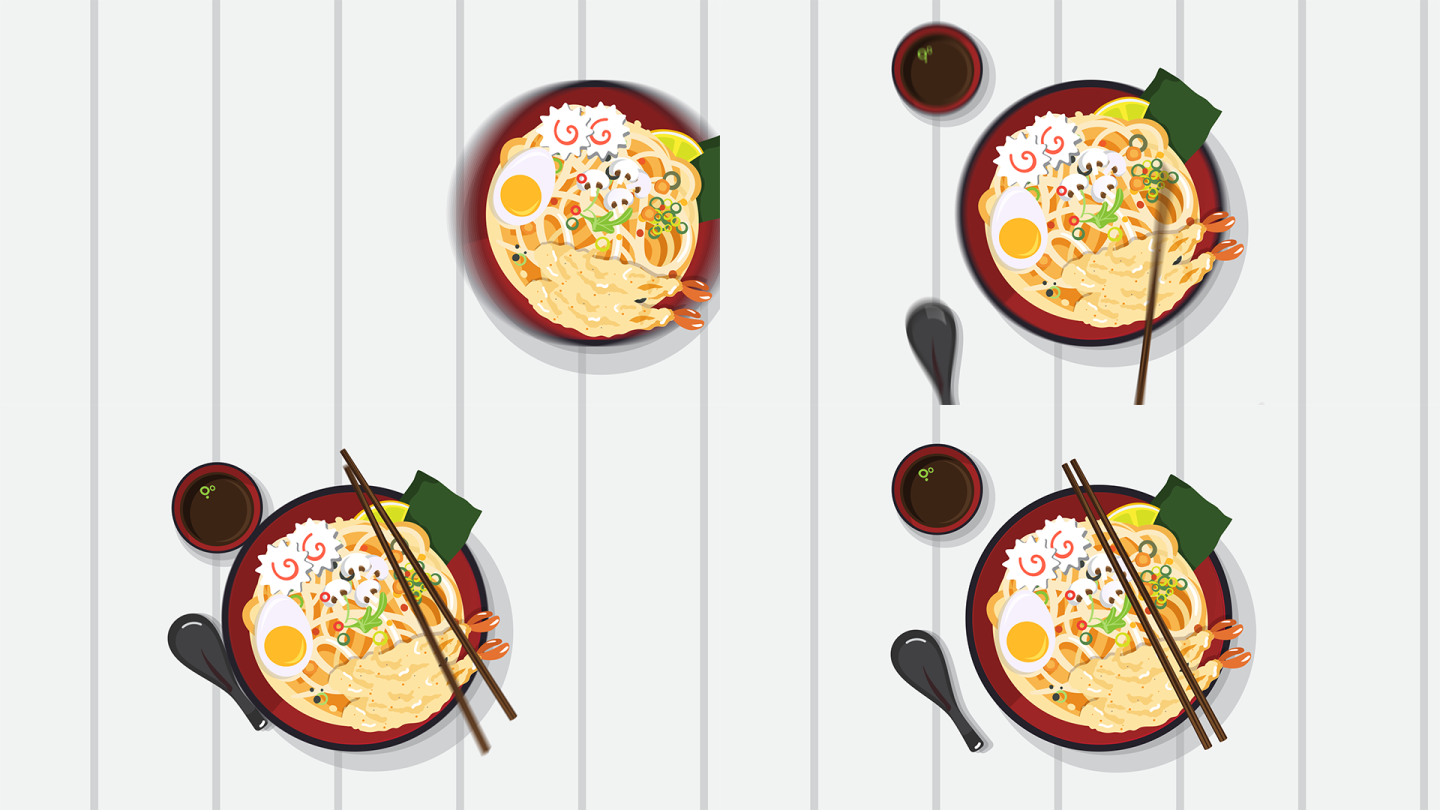 mg扁平碗拉面鸡蛋虾筷子日料餐饮食物动画