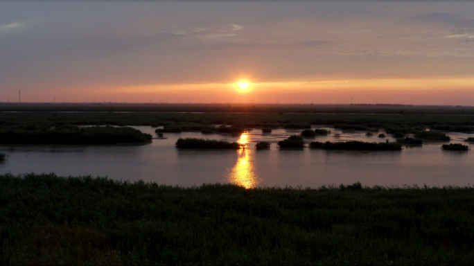 唯美河流落日夕阳晚霞林洪河湿地合集