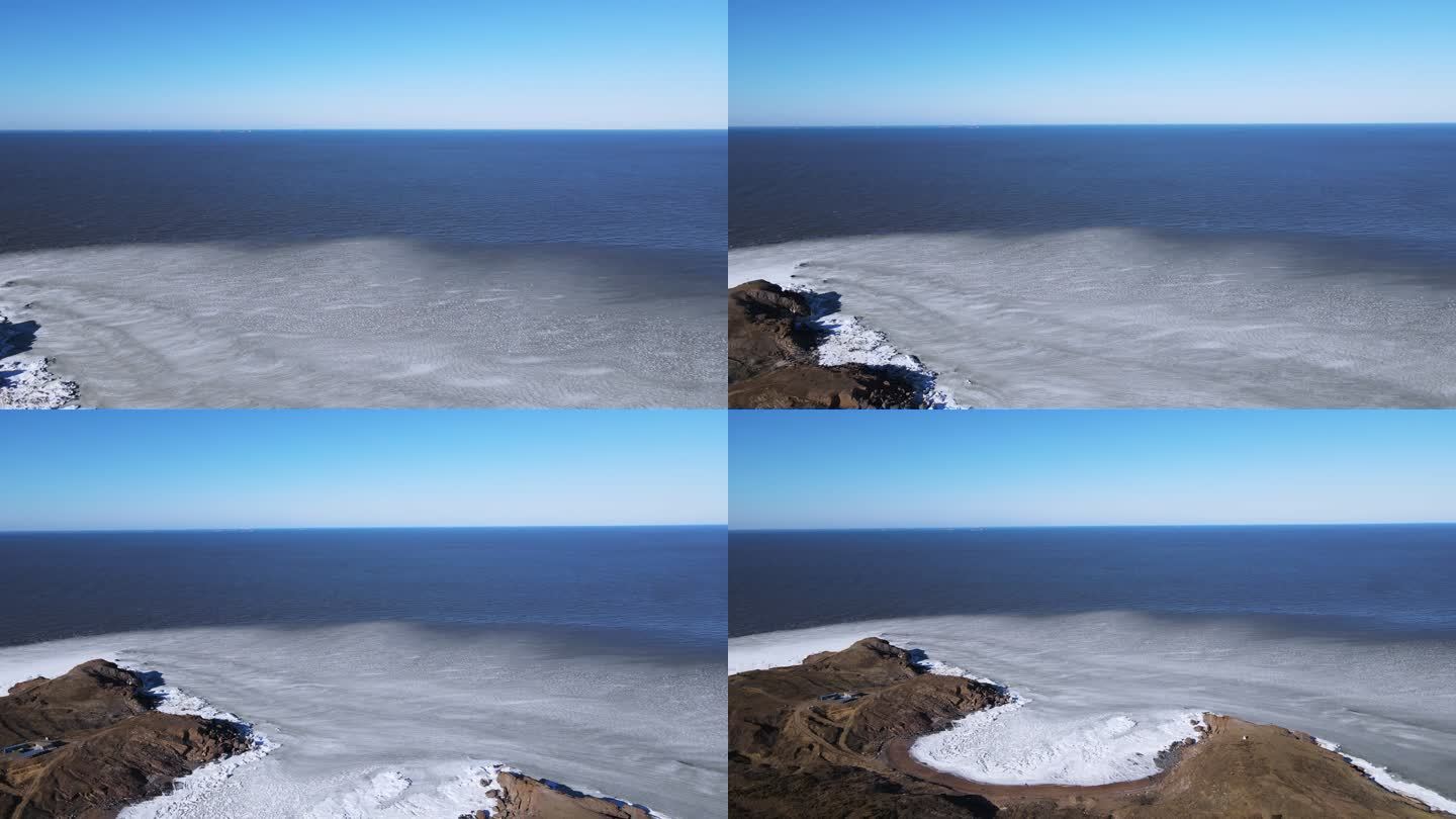 大连冬天的瓦房店排石景观海冰海天一色