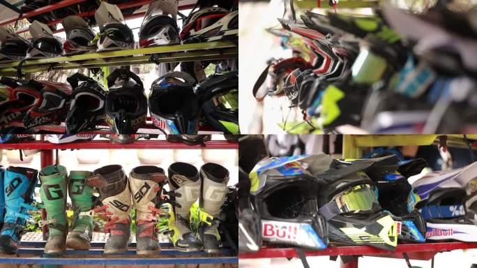 实拍越野摩托车俱乐部头盔护具合集
