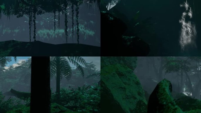 4K电影级丛林森林瀑布