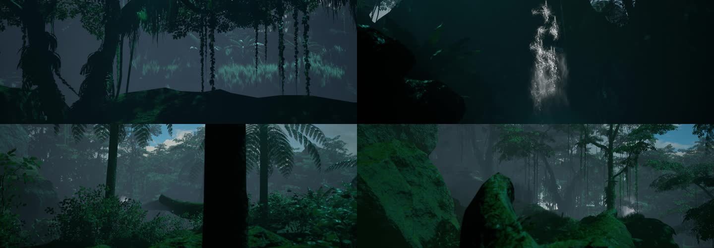 4K电影级丛林森林瀑布