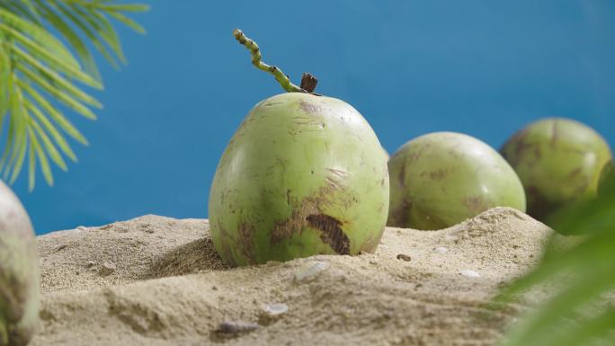 椰子沙滩蓝幕 开椰子 椰子汁合集