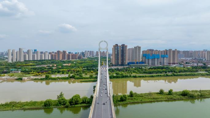 咸阳市渭城桥延时航拍