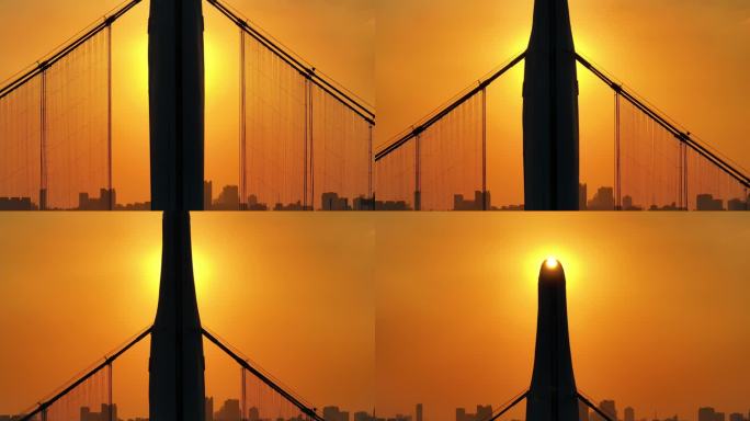 航拍广州 晚霞 日出 宣传片  猎德大桥