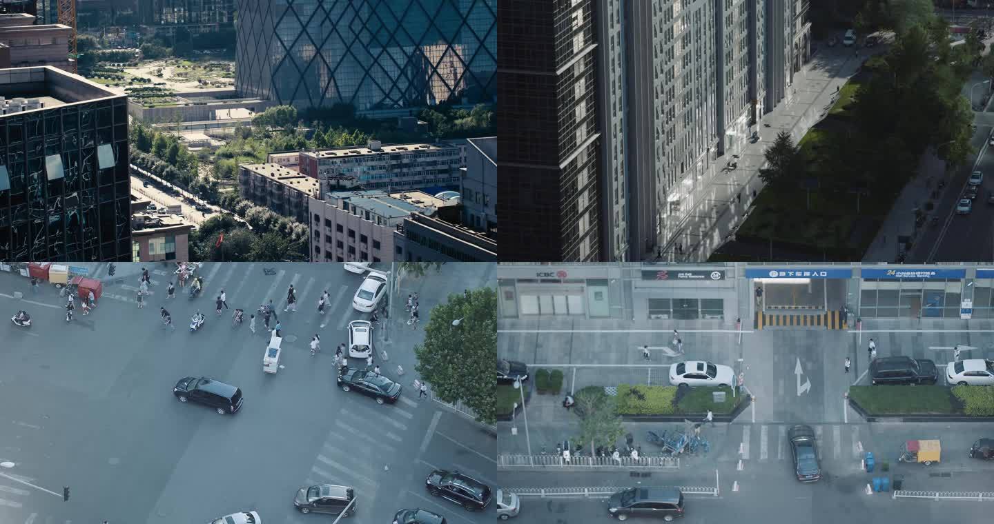 北京CBD俯拍景色  4K实景拍摄