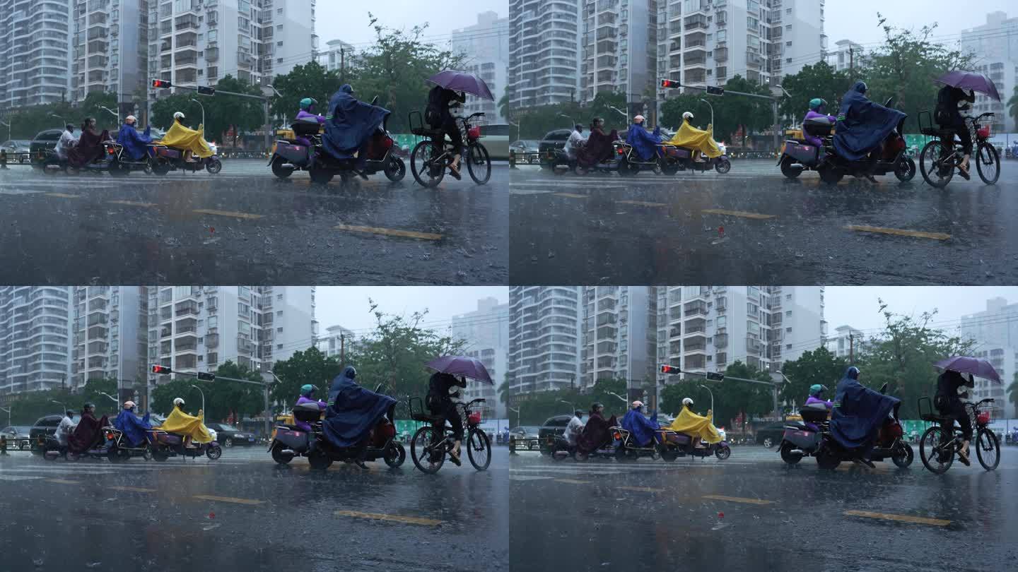 暴雨街景-高速摄影