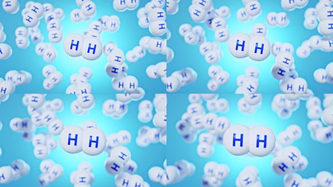 微观氢原子氢气分子三维动画广告素材