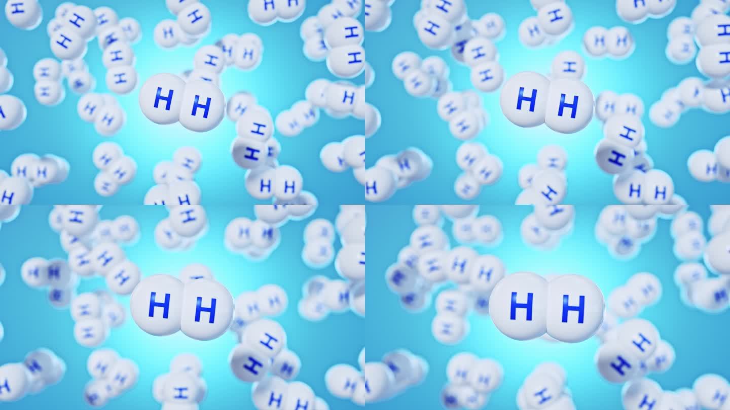 微观氢原子氢气分子三维动画广告素材