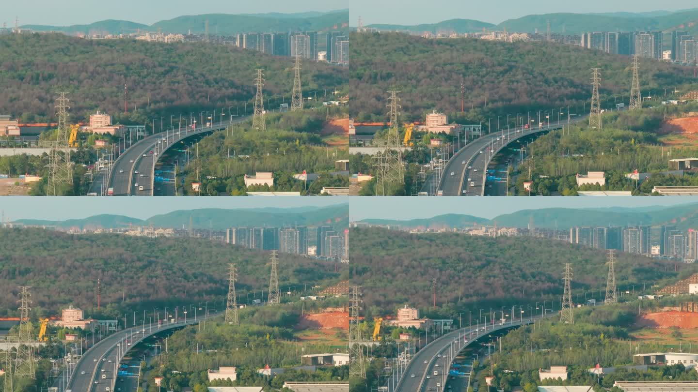 航拍昆明呈贡石龙路