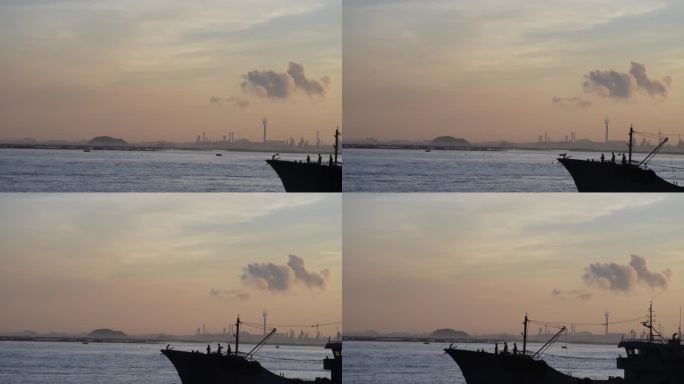 清晨渔船回港进港码头