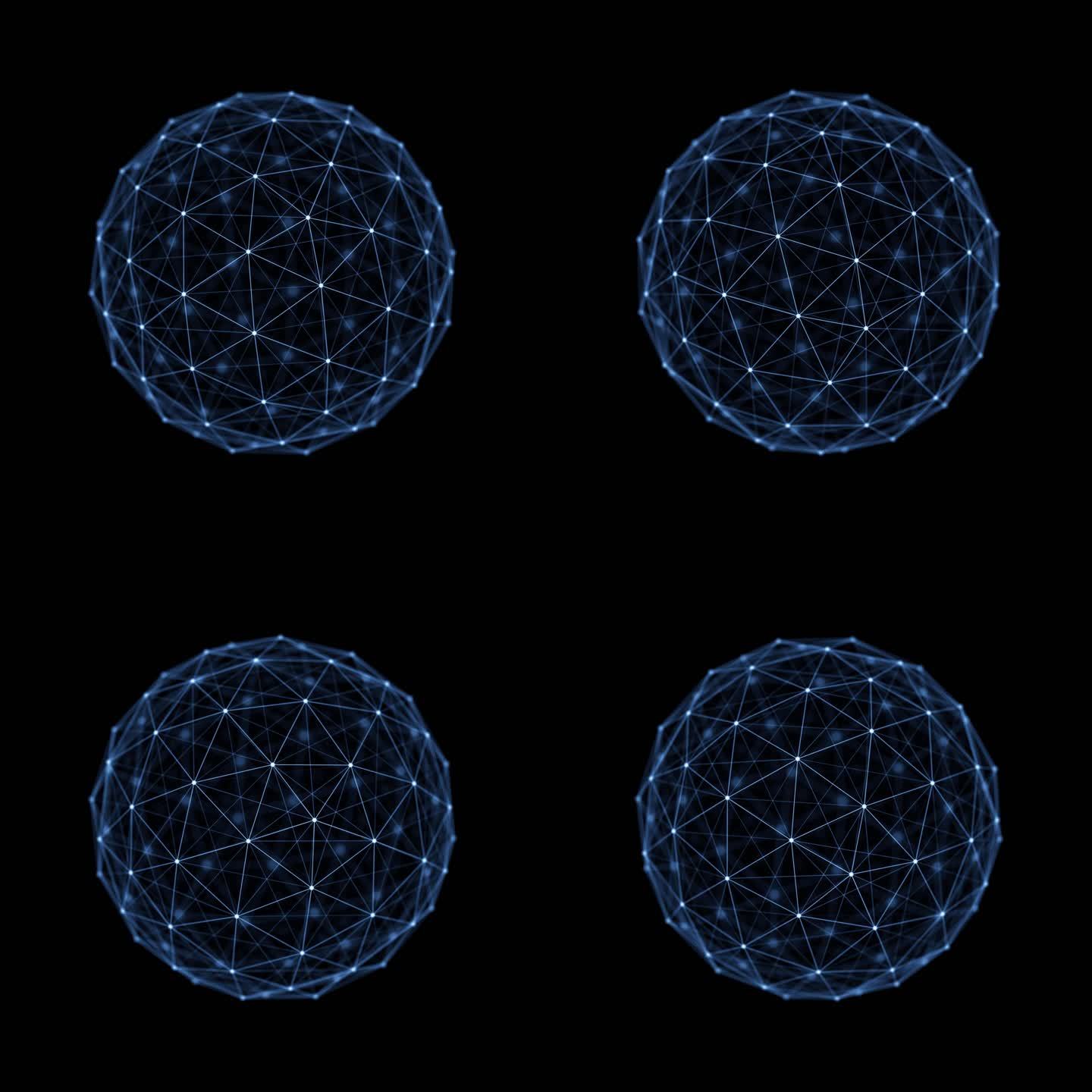 科技感点线球体旋转 循环 带透明通道