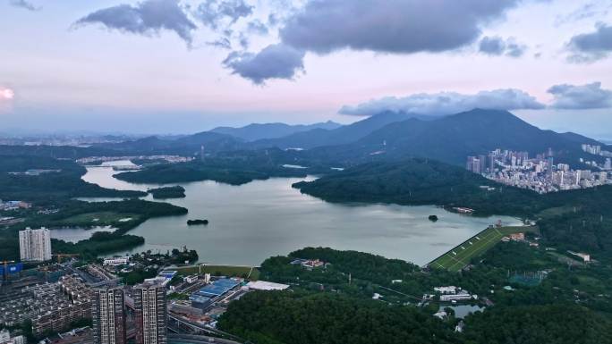 【4K】深圳罗湖 深圳水库 城市航拍视频