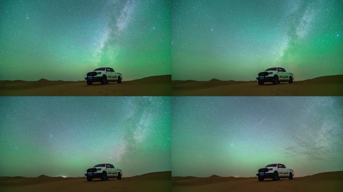 4k震撼沙漠英仙座流星雨星空延时摄影