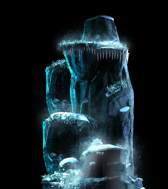 冬晚上 山 舞台背景 投影 冰