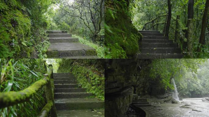 米仓古道古蜀道茶马古道雨景