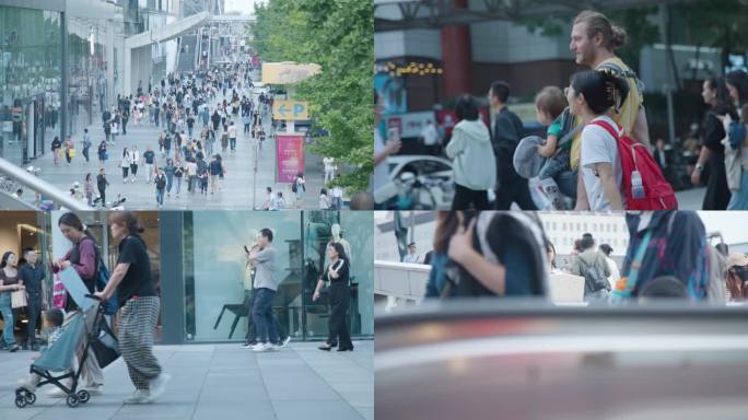 【4K原创】北京街头人流散步逛街