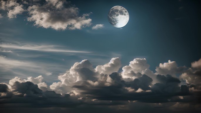 夜晚云层上的月亮【原创可商用】