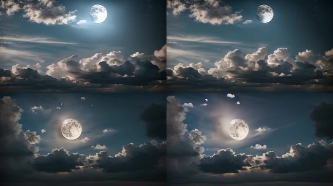 夜晚云层上的月亮【原创可商用】