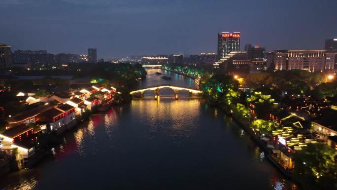 杭州拱宸桥夜景航拍