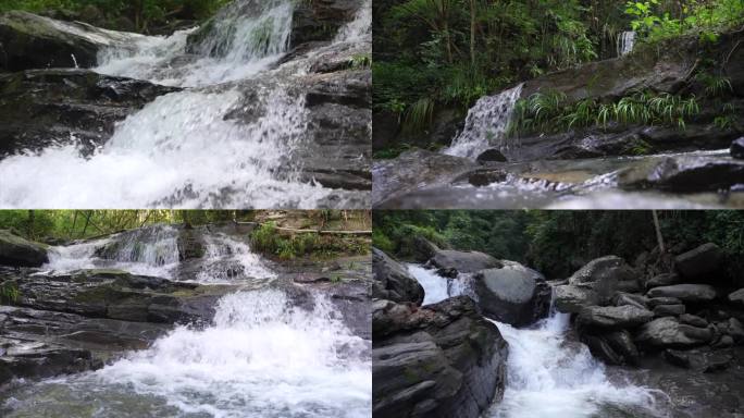 瀑布溪流水源自然森林慢镜头