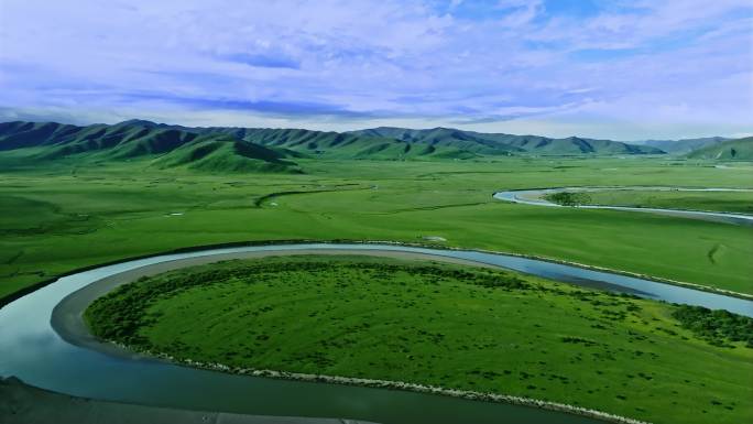 航拍大美中国 蜿蜒河流 母亲河 绿水青山