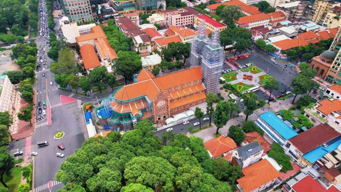 越南 胡志明 地标 城市 街景 4K航拍