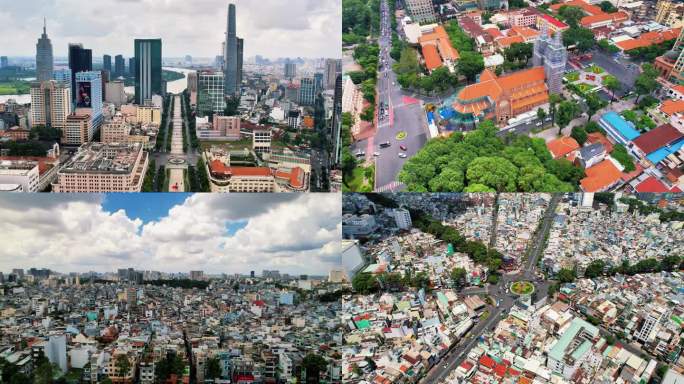 越南 胡志明 地标 城市 街景 4K航拍
