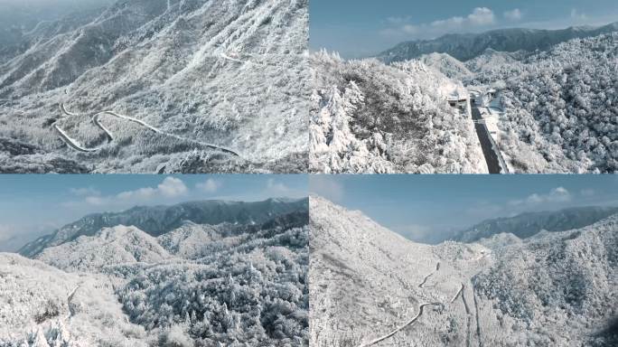 南北分水岭秦岭雪景