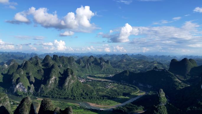 桂林漓江山水风光航拍