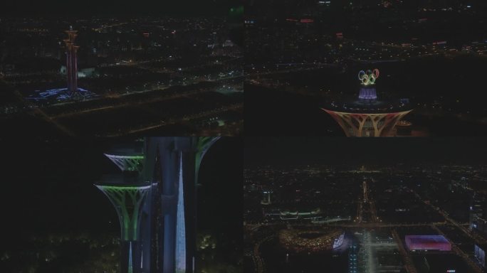北京奥林匹克夜景航拍
