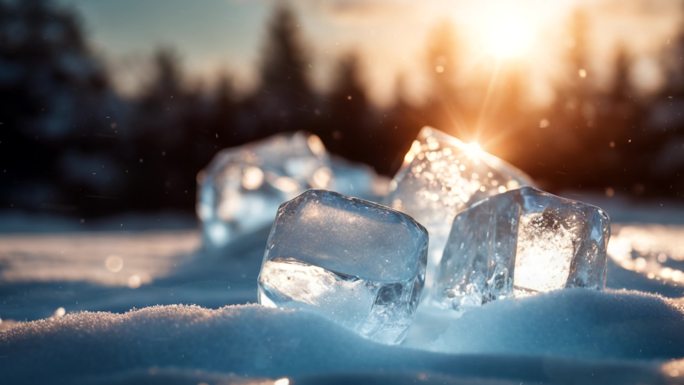 梦幻唯美雪地冰块背景16