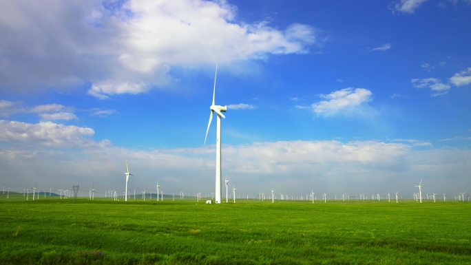 风力发电清洁能源草原风景