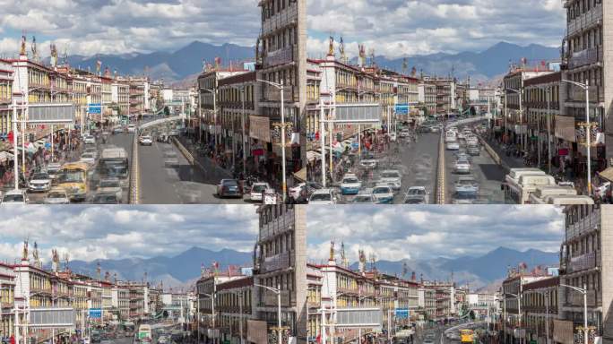 西藏风光延时西藏宣传片素材拉萨街景延时