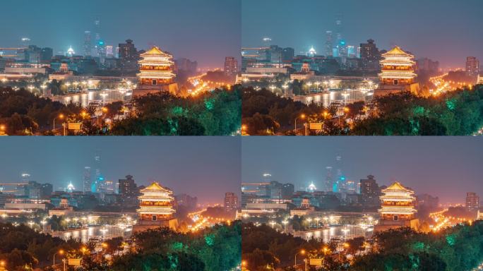 中国北京正阳门夜晚延时风光