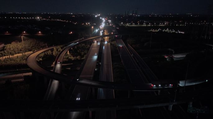 航拍上海塔闵公路s32申嘉湖高速夜景